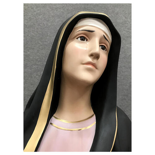 Statua Madonna Addolorata 110 cm dettagli oro vetroresina dipinta 8