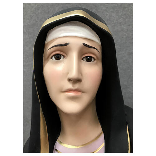 Statua Madonna Addolorata 110 cm dettagli oro vetroresina dipinta 10