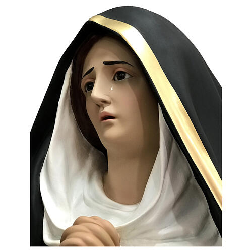 Estatua Virgen Dolorosa lágrimas 160 cm fibra de vidrio pintada 2