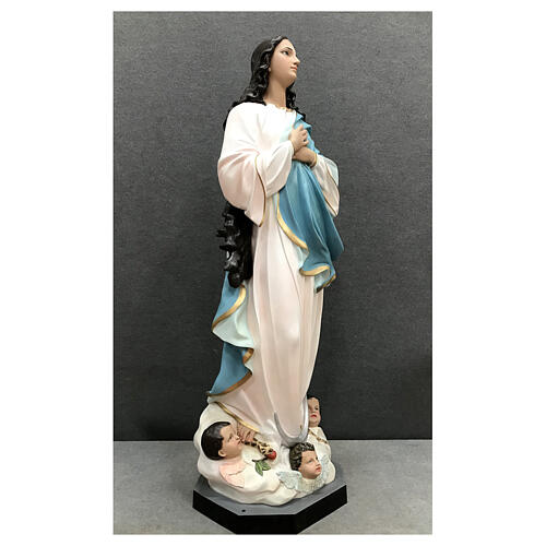 Statue aus Glasfaser Mariä Himmelfahrt mit Engelchen nach Murillo, 130 cm 5
