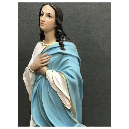 Virgen María del Murillo ángeles 130 cm estatua fibra de vidrio pintada 11
