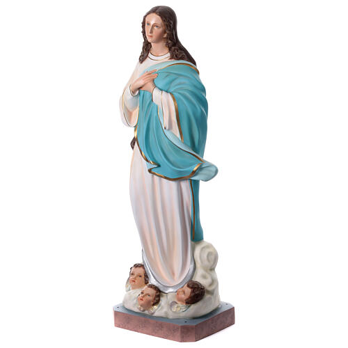 Statue aus Glasfaser Mariä Himmelfahrt mit Engelchen nach Murillo, 155 cm 4