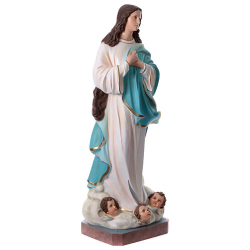 Statue aus Glasfaser Mariä Himmelfahrt mit Engelchen nach Murillo, 155 cm 7