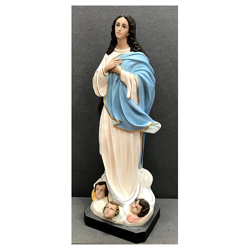 Statua Madonna Assunta Murillo angioletti 155 cm vetroresina dipinta 3