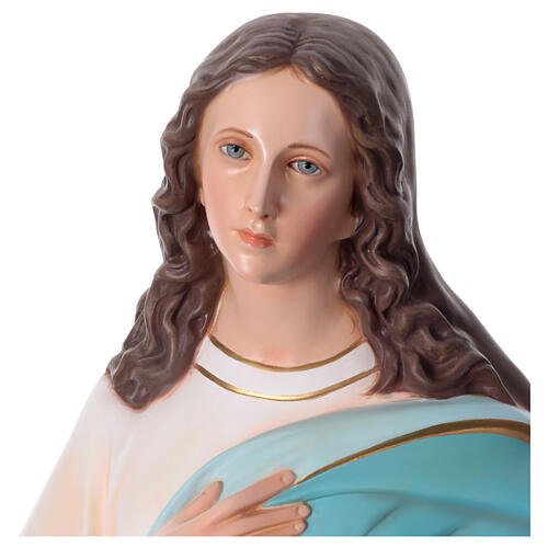 Imagem Nossa Senhora da Imaculada Conceição de Murillo com anjos fibra de vidro pintada 155 cm 6