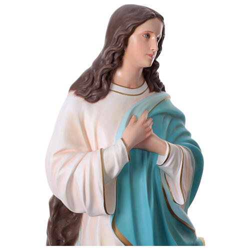 Imagem Nossa Senhora da Imaculada Conceição de Murillo com anjos fibra de vidro pintada 155 cm 8