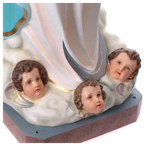 Imagem Nossa Senhora da Imaculada Conceição de Murillo com anjos fibra de vidro pintada 155 cm 9