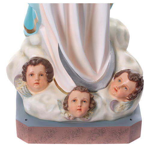 Imagem Nossa Senhora da Imaculada Conceição de Murillo com anjos fibra de vidro pintada 155 cm 10