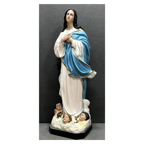 Imagem Nossa Senhora da Imaculada Conceição de Murillo fibra de vidro pintada 180 cm 3