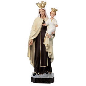 Estatua Virgen del Carmen corona dorada 65 cm fibra de vidrio pintada