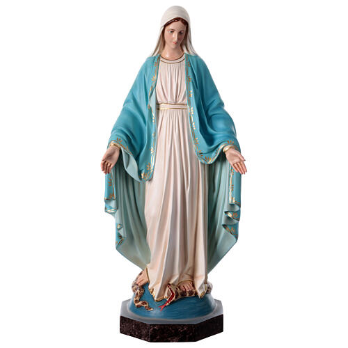 Estatua Virgen Milagrosa aplasta serpiente 85 cm fibra de vidrio pintada 1