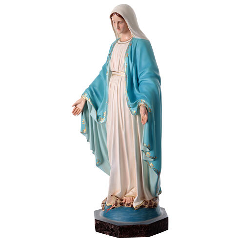 Estatua Virgen Milagrosa aplasta serpiente 85 cm fibra de vidrio pintada 3