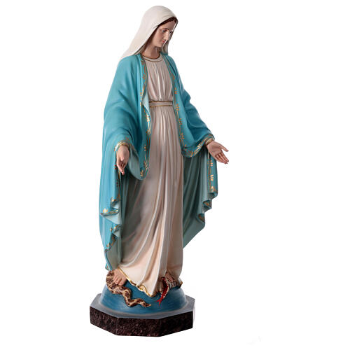 Estatua Virgen Milagrosa aplasta serpiente 85 cm fibra de vidrio pintada 5