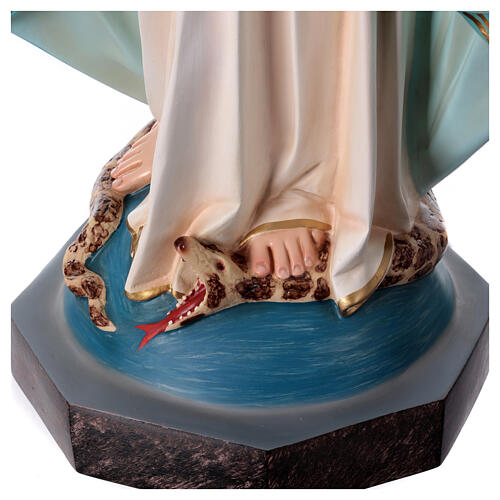 Estatua Virgen Milagrosa aplasta serpiente 85 cm fibra de vidrio pintada 9