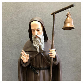 Statue of St. Anthony Abbot with bell staff 120 cm painted fibreglass