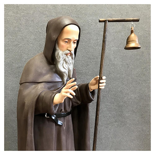 Statue of St. Anthony Abbot with bell staff 120 cm painted fibreglass 6