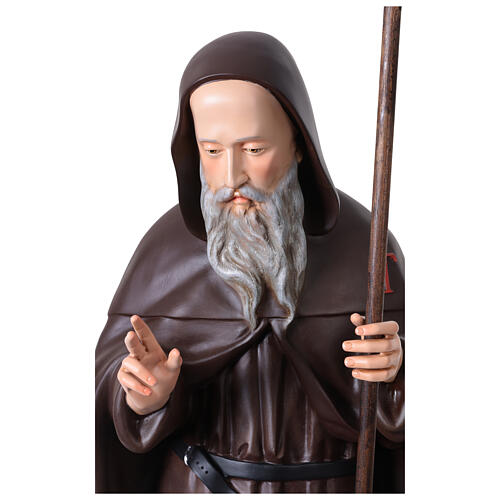 Estatua San Antonio Abad bastón campana 120 cm fibra de vidrio pintada 6