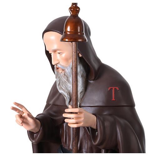 Estatua San Antonio Abad bastón campana 120 cm fibra de vidrio pintada 8