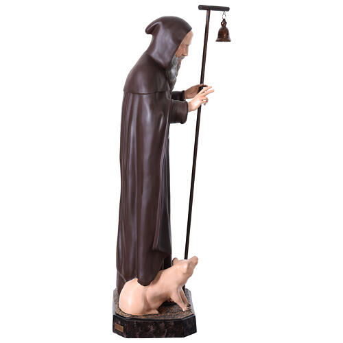 Estatua San Antonio Abad bastón campana 120 cm fibra de vidrio pintada 9