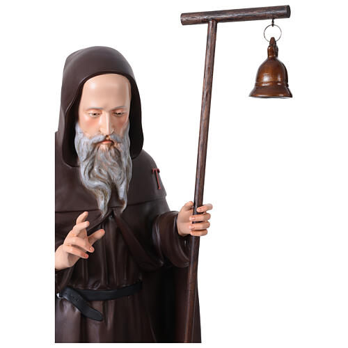Estatua San Antonio Abad bastón campana 120 cm fibra de vidrio pintada 10