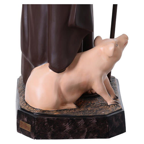 Estatua San Antonio Abad bastón campana 120 cm fibra de vidrio pintada 11