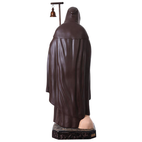 Estatua San Antonio Abad bastón campana 120 cm fibra de vidrio pintada 12