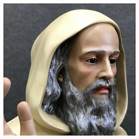 Statua Sant'Antonio Abate mantello chiaro 160 cm vetroresina dipinta