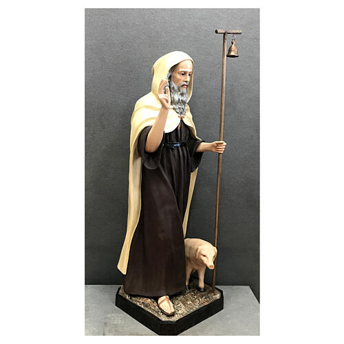 Statua Sant'Antonio Abate mantello chiaro 160 cm vetroresina dipinta 5
