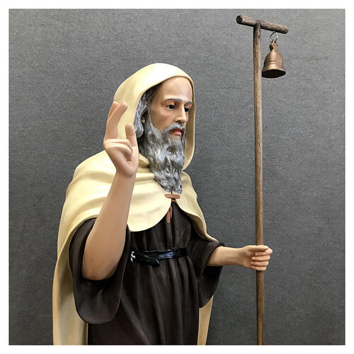 Statua Sant'Antonio Abate mantello chiaro 160 cm vetroresina dipinta 7