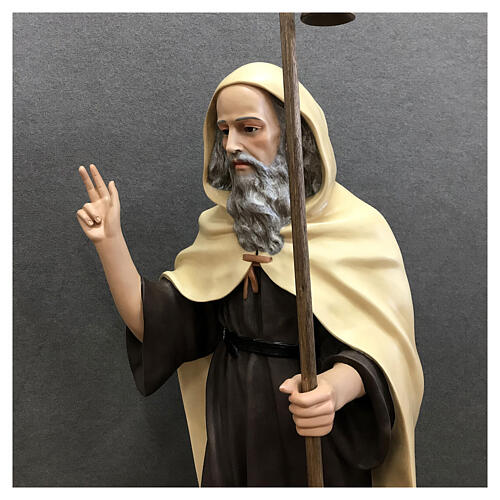 Statua Sant'Antonio Abate mantello chiaro 160 cm vetroresina dipinta 8