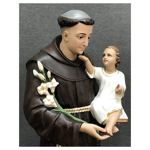 Figura Świętego Antoniego z Dzieciątkiem w czułym geście, 130 cm, włókno szklane malowane 4