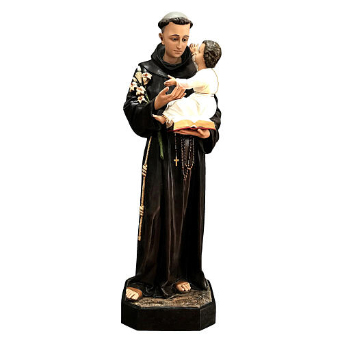 Imagem Santo António de Lisboa abraçando o Menino Jesus fibra de vidro pintada 160 cm 1