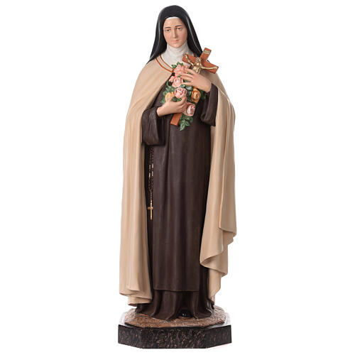 Figura Święta Teresa z krzyżem i różami, 130 cm, włókno szklane, malowana 1
