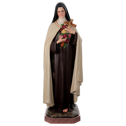 Statue Sainte Thérèse de Lisieux roses 150 cm fibre de verre peinte 1