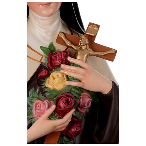 Statue Sainte Thérèse de Lisieux roses 150 cm fibre de verre peinte 5