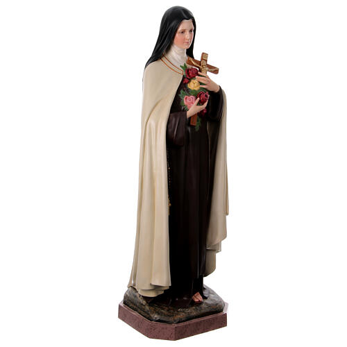 Statue Sainte Thérèse de Lisieux roses 150 cm fibre de verre peinte 7