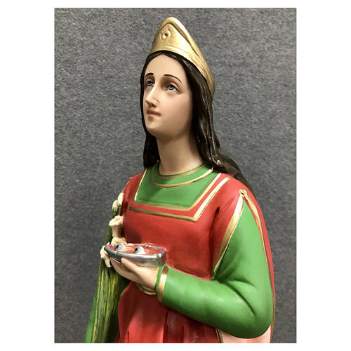 Imagem Santa Lúcia com coroa dourada fibra de vidro pintada 65 cm 6