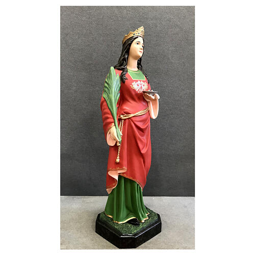 Estatua Santa Lucía plato 110 cm fibra de vidrio pintada 4