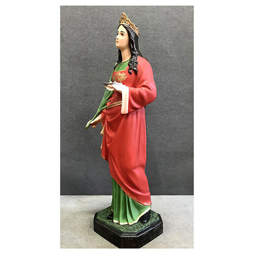 Estatua Santa Lucía plato 110 cm fibra de vidrio pintada 6