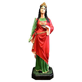 Statue Sainte Lucie assiette 110 cm fibre de verre peinte