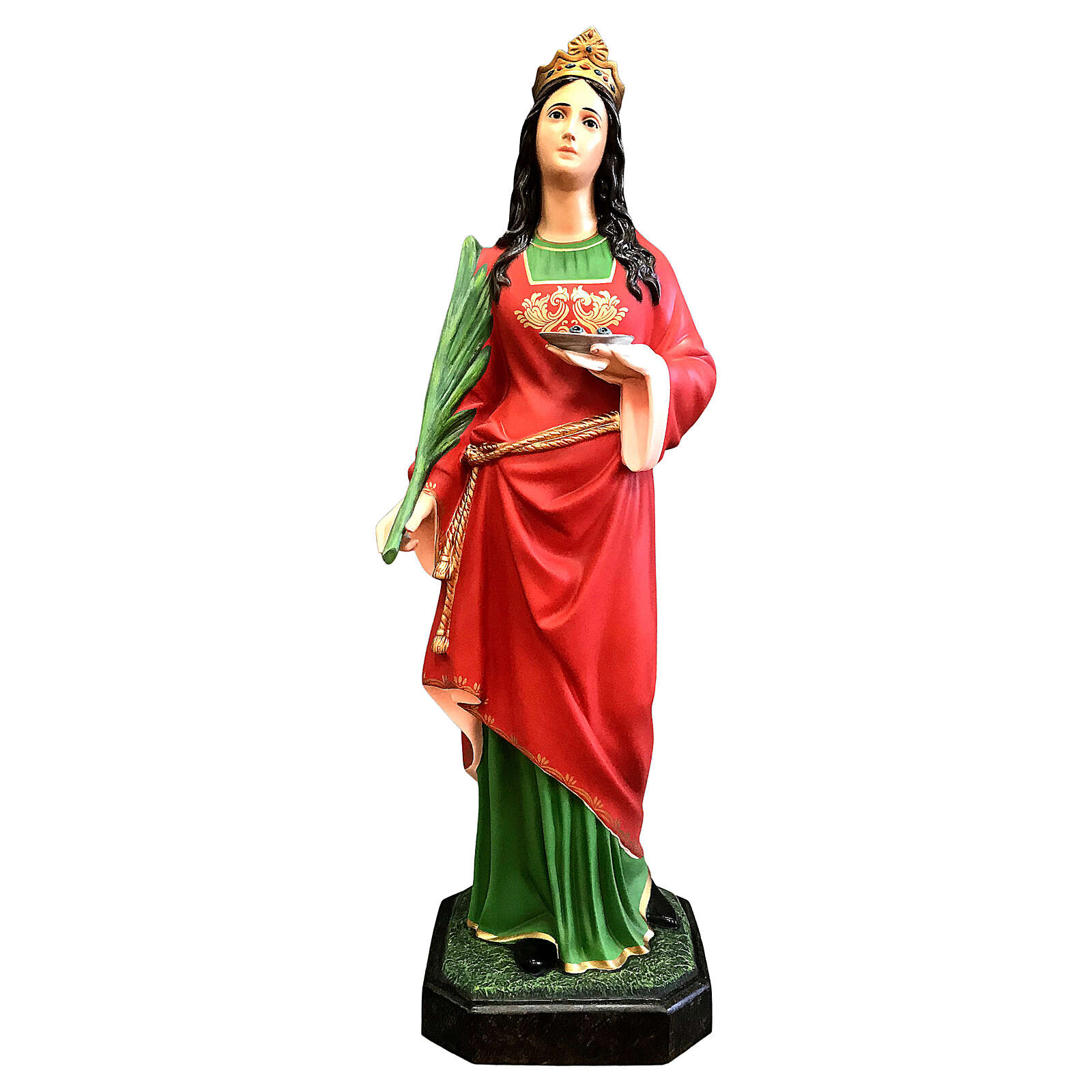 St Lucy Statue Eyes Plate 110 Cm Painted Fiberglass 