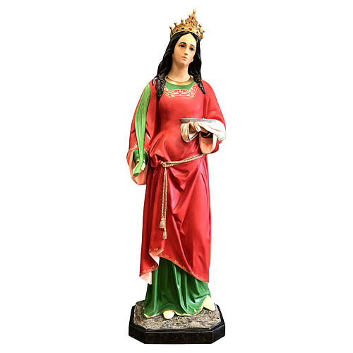 Estatua Santa Lucía 160 cm vestidos rojos fibra de vidrio pintada 1