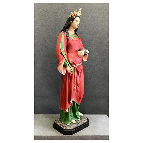 Estatua Santa Lucía 160 cm vestidos rojos fibra de vidrio pintada 8