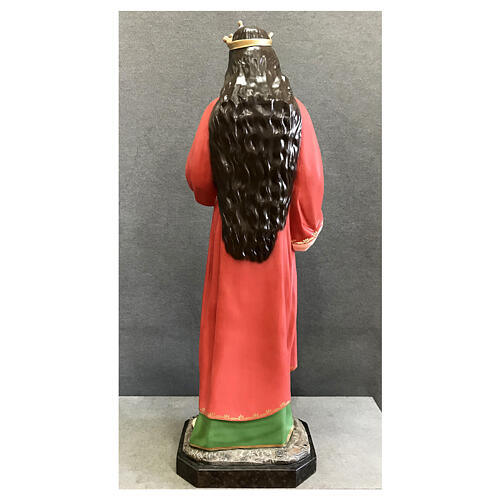 Estatua Santa Lucía 160 cm vestidos rojos fibra de vidrio pintada 11