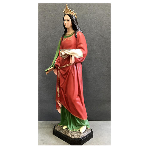 Statua Santa Lucia 160 cm abiti rossi vetroresina dipinta 4