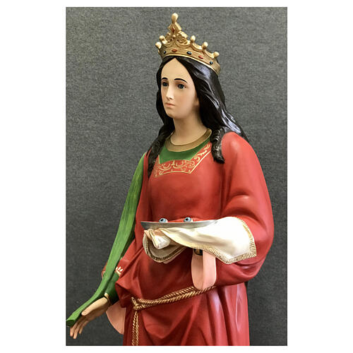 Statua Santa Lucia 160 cm abiti rossi vetroresina dipinta 9