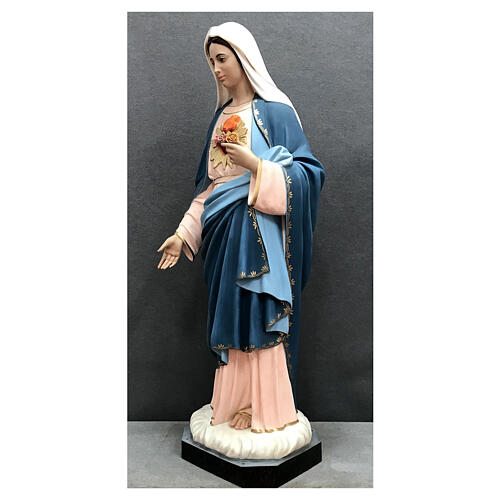 Estatua Sagrado Corazón de María corona de rayos dorada 165 cm fibra de vidrio pintada 3