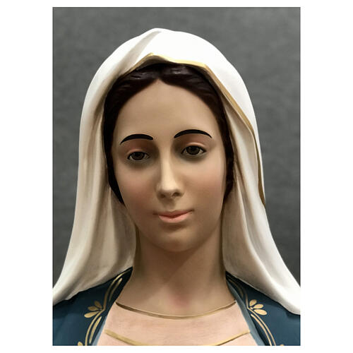 Estatua Sagrado Corazón de María corona de rayos dorada 165 cm fibra de vidrio pintada 4
