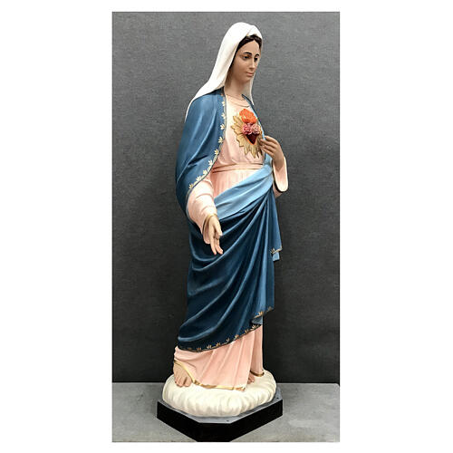 Estatua Sagrado Corazón de María corona de rayos dorada 165 cm fibra de vidrio pintada 6