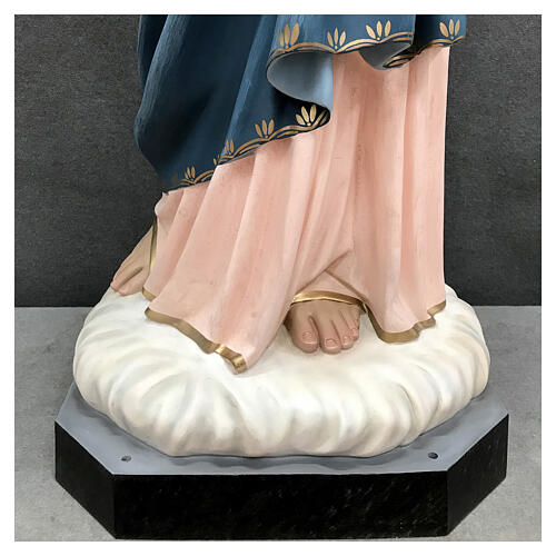 Estatua Sagrado Corazón de María corona de rayos dorada 165 cm fibra de vidrio pintada 10